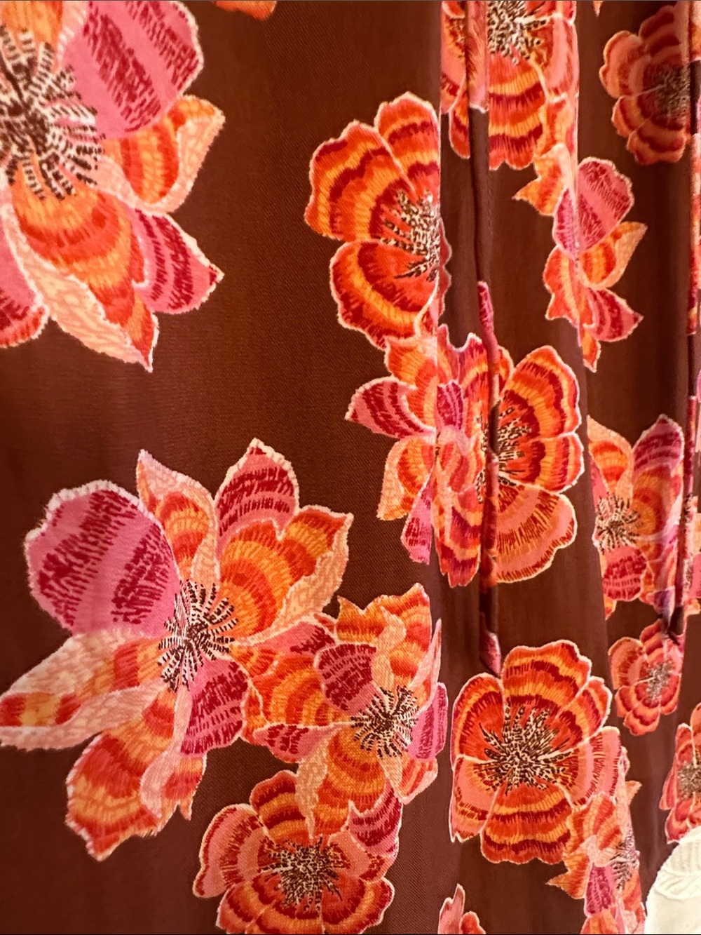 LOFT Brown Floral Sleeveless Camisole with Pink & Orange Flowers - Picture 3 of 8